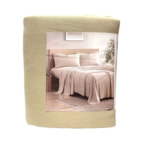 Hudson & Main 4-Piece Wrinkle Resistant, Super Soft, Jersey Sheet Set - Tan - Picture 1 of 2